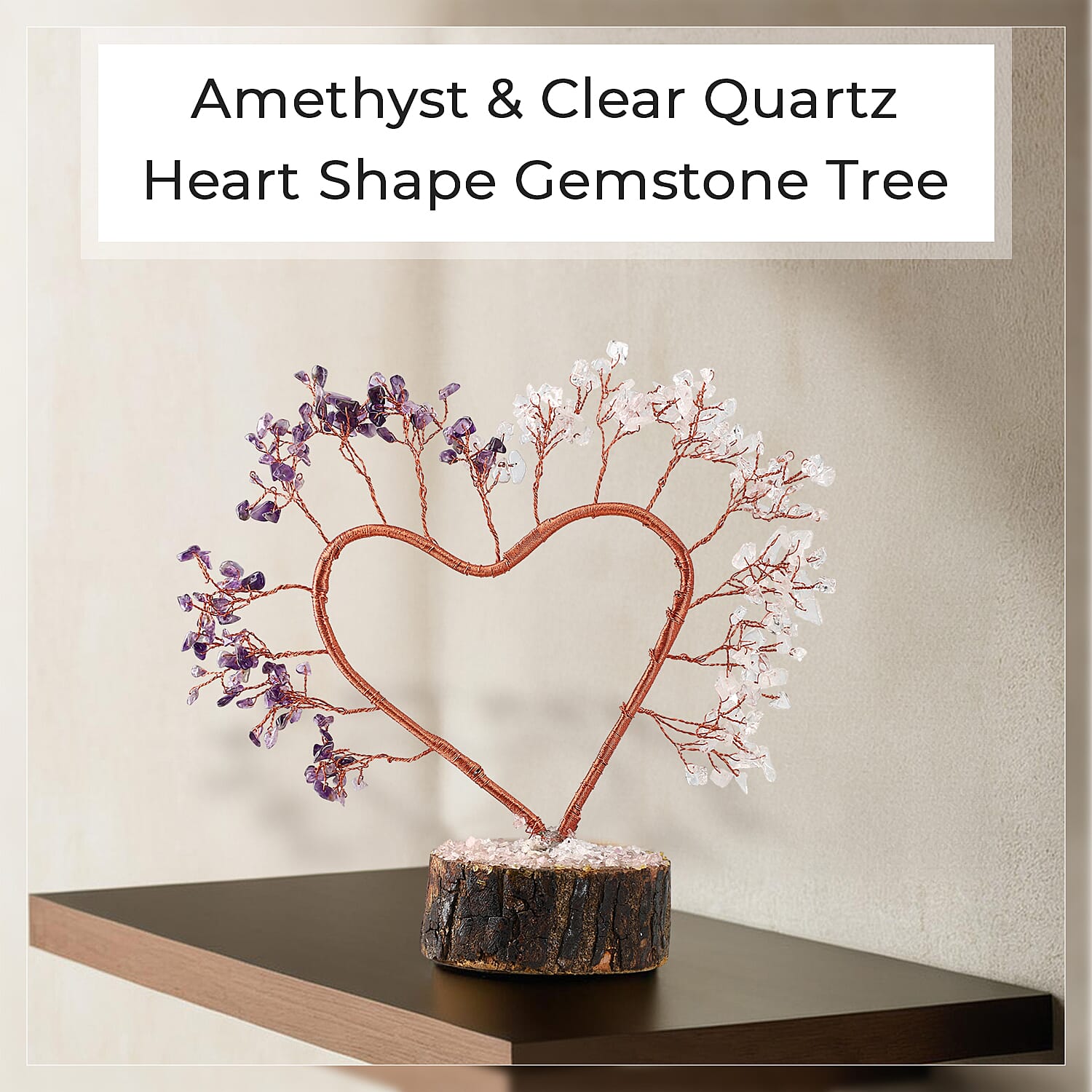 Hand Made Amethyst & White Quartz Heart Tree