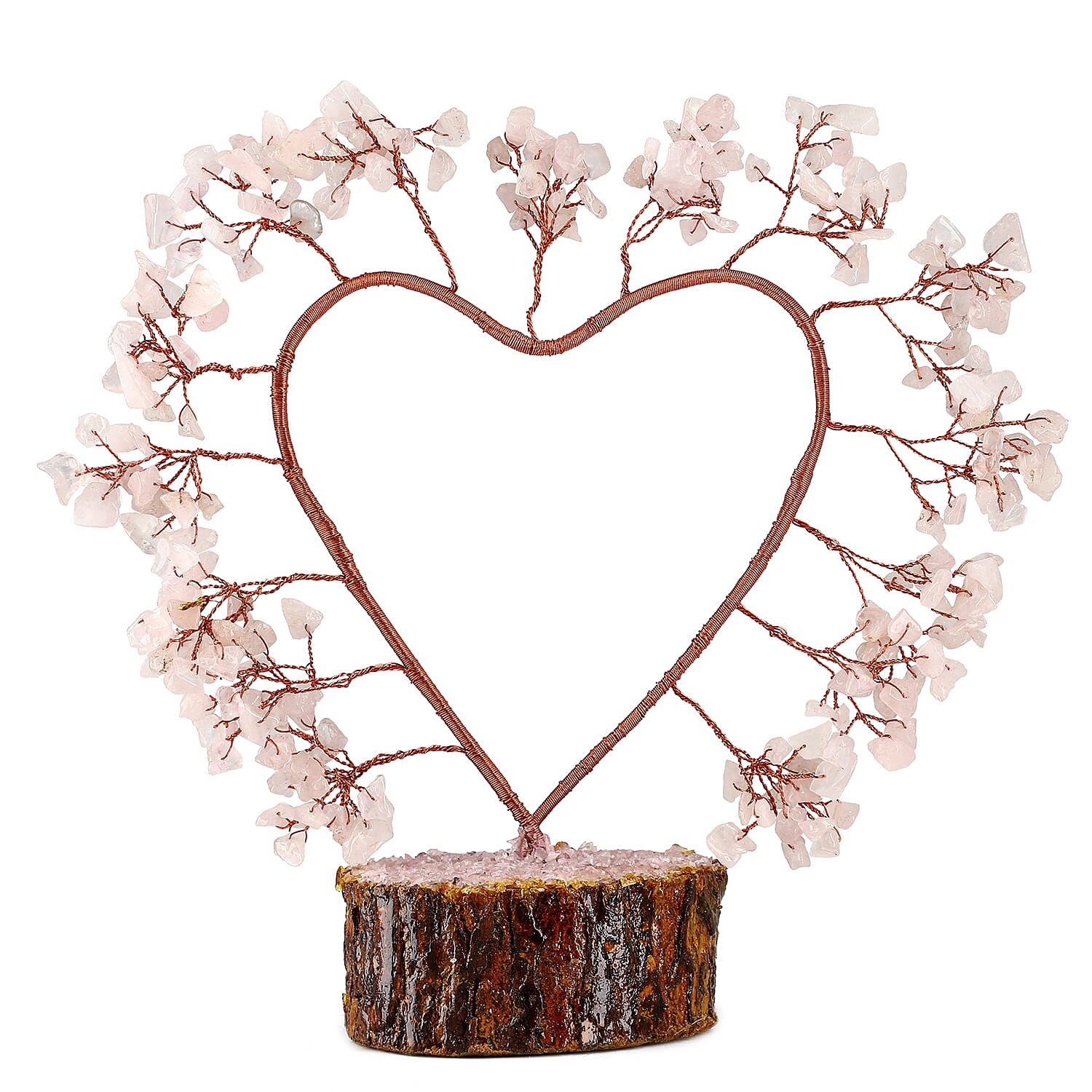 Hand Made Rose Quartz Heart Tree