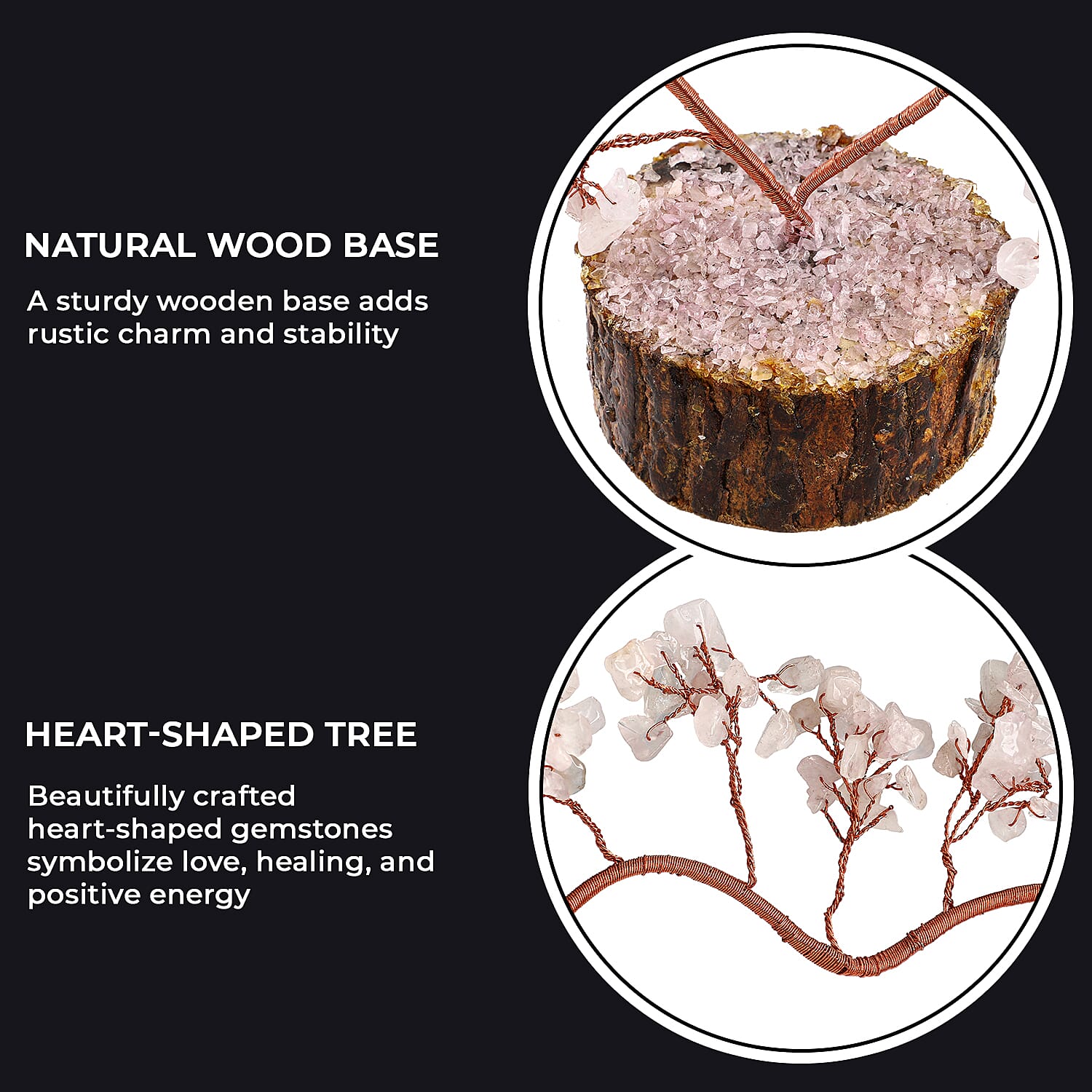 Hand Made Rose Quartz Heart Tree