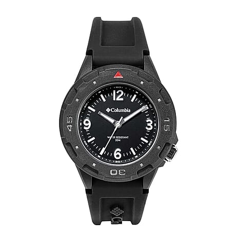 Columbia Trailhead Quartz Movt. 5ATM WR Black Dial Mens Watch with Black Silicone Strap