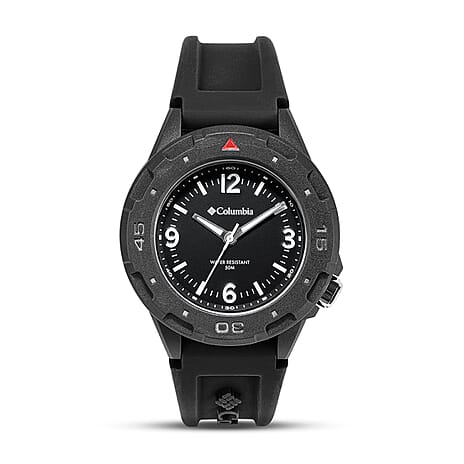 Columbia Trailhead Quartz Movt. 5ATM WR Black Dial Mens Watch with Black Silicone Strap