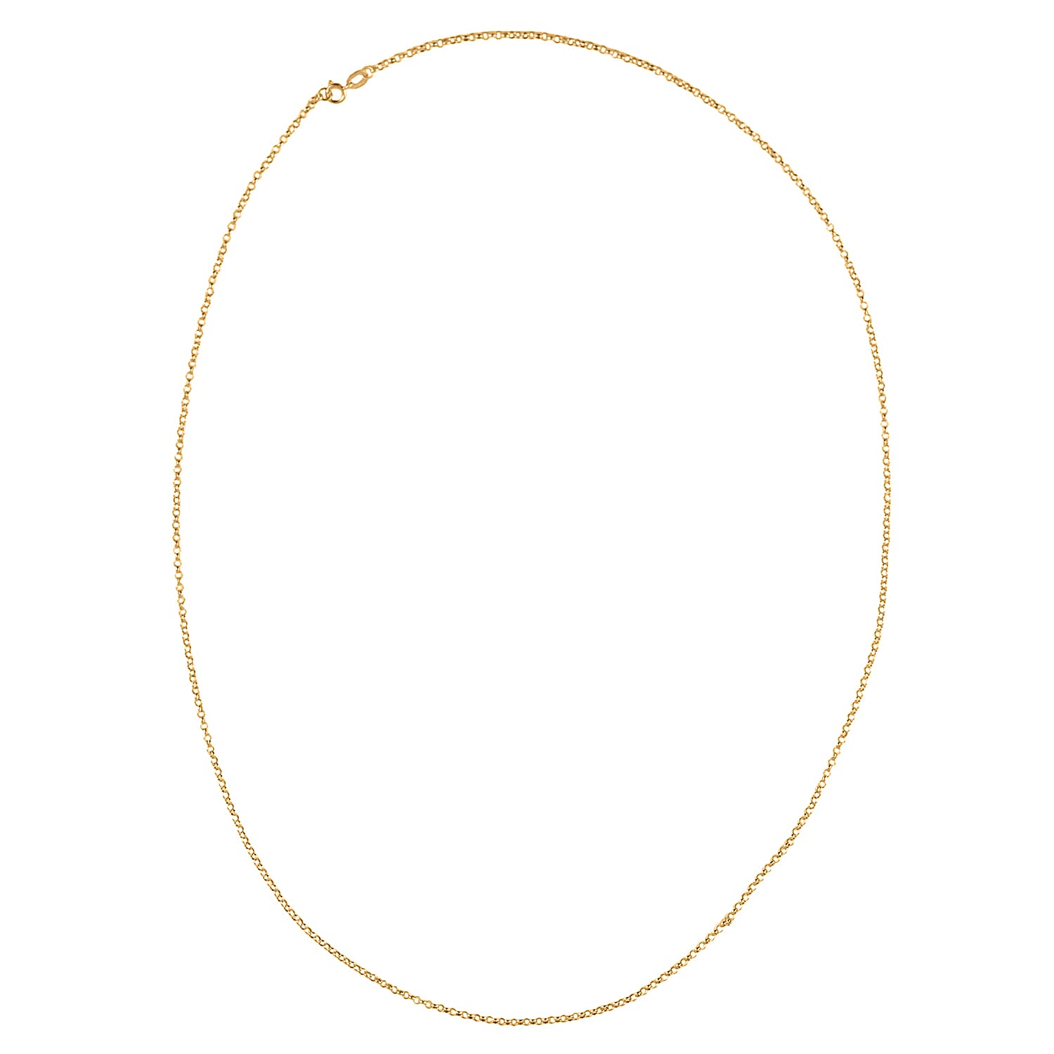 9K Yellow Gold Round Belcher Chain (Size - 24) with Spring Ring Clasp
