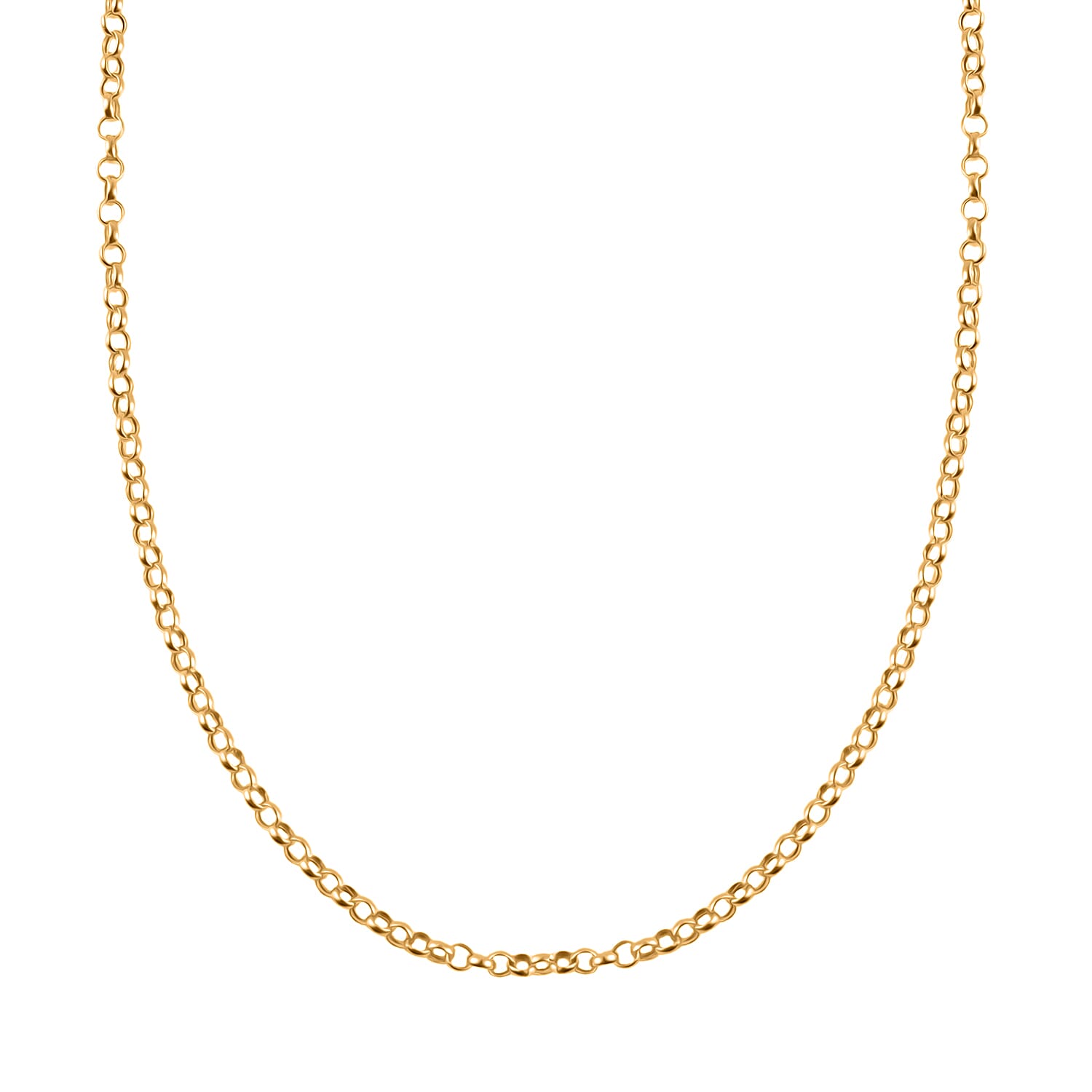 9K Yellow Gold Round Belcher Chain (Size - 24) with Spring Ring Clasp