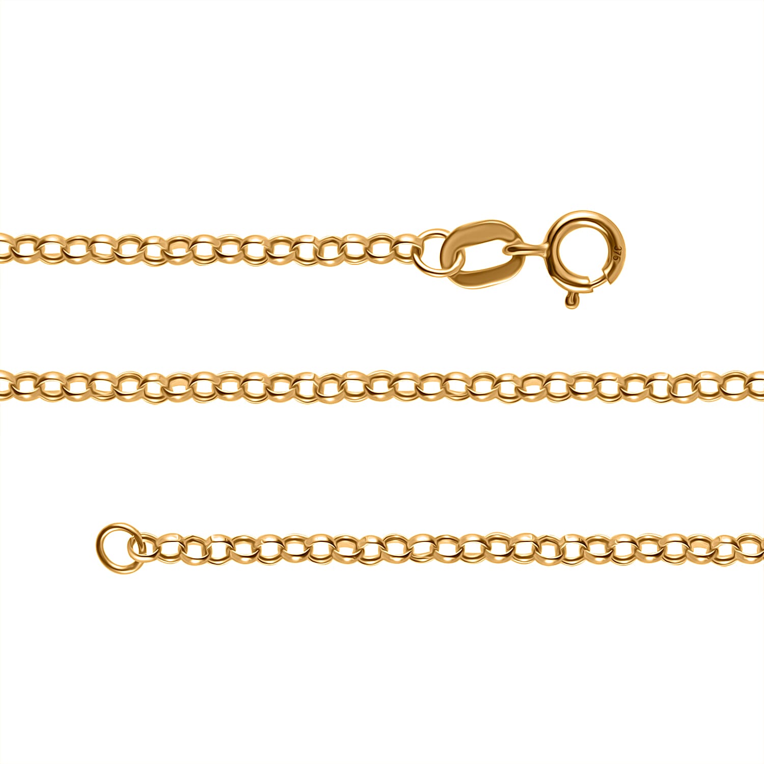 9K Yellow Gold Round Belcher Chain (Size - 24) with Spring Ring Clasp