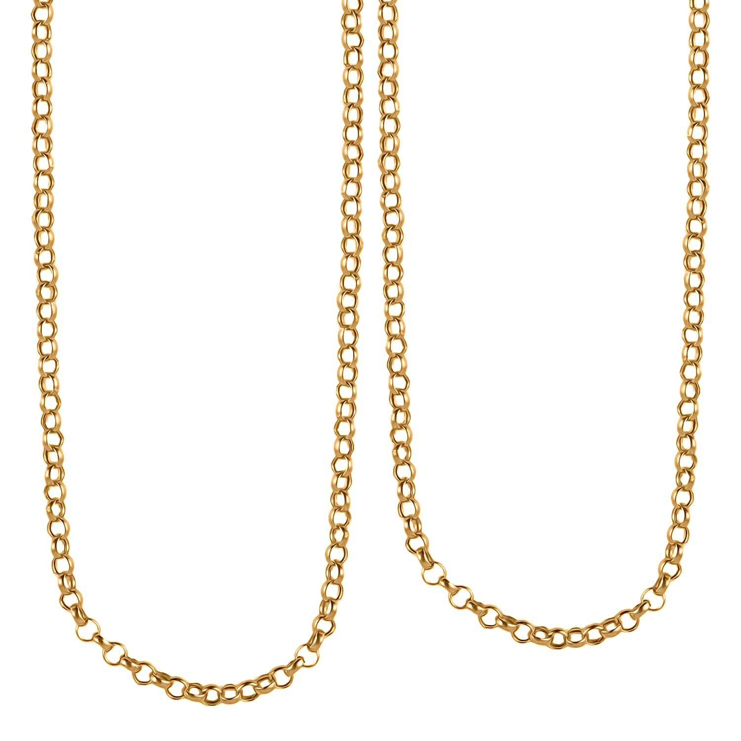 9K Yellow Gold Round Belcher Chain (Size - 24) with Spring Ring Clasp