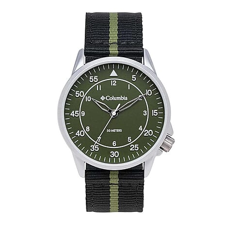Columbia Viewmont Quartz Movt. 5ATM WR Olive Dial Mens Watch with Olive Canvas Strap