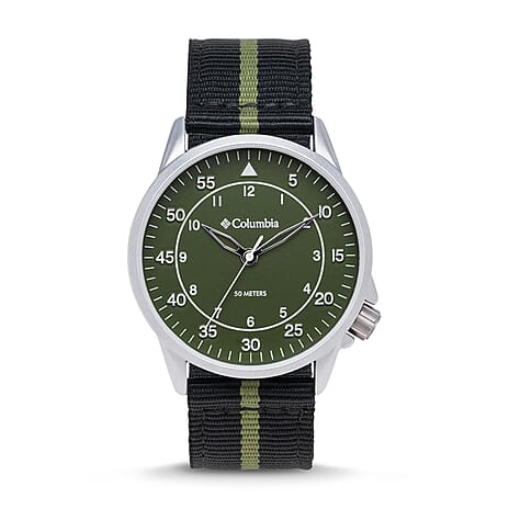 Columbia Viewmont Quartz Movt. 5ATM WR Olive Dial Mens Watch with Olive Canvas Strap
