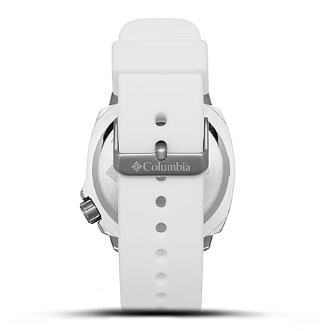 Columbia Delta Ridge Quartz Movt. White Dial Mens Watch with White Silicone Strap