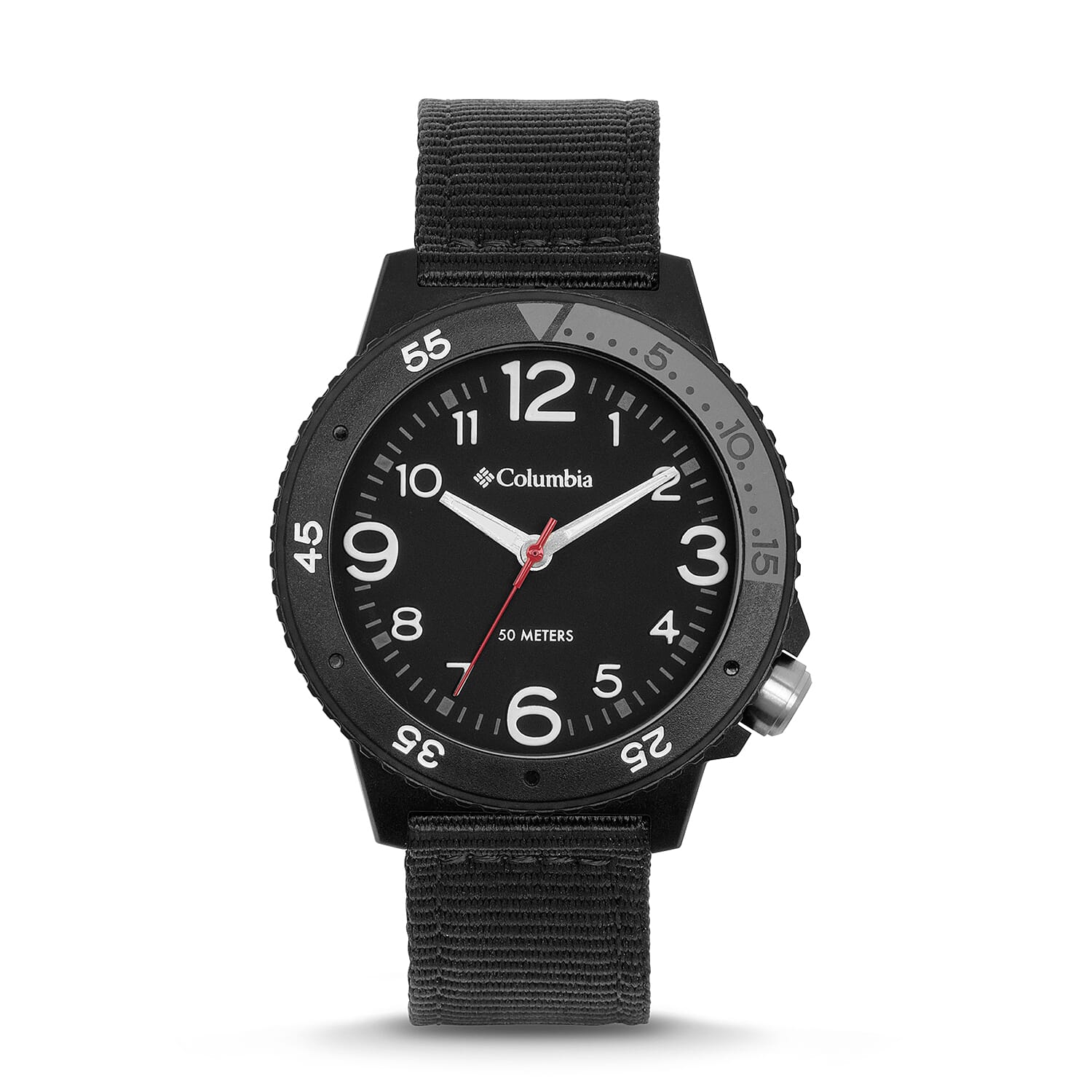 Columbia Cross Trails Quartz Movt. Black Dial Mens Watch with Black Canvas Strap