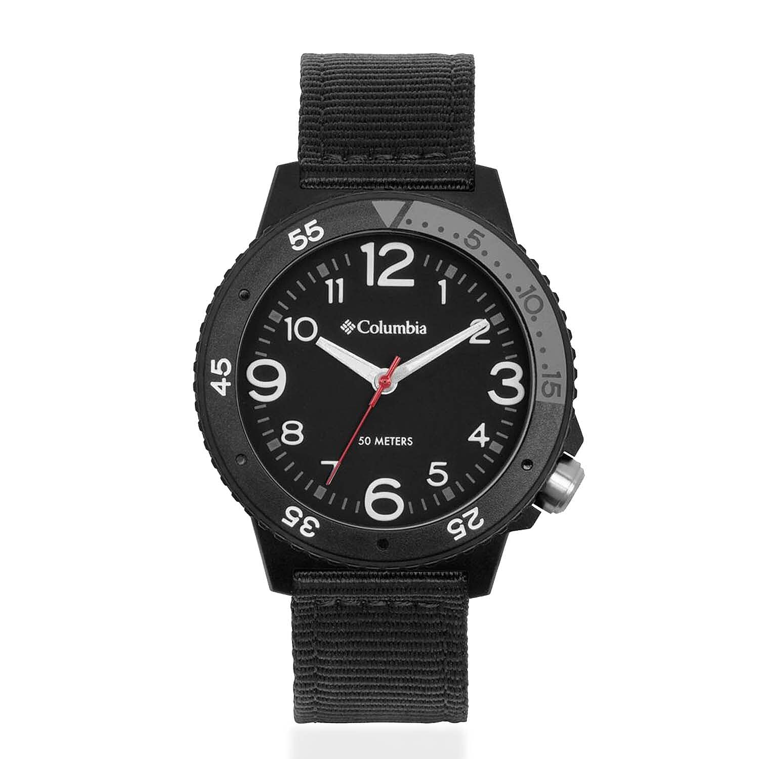 Columbia Cross Trails Quartz Movt. Black Dial Mens Watch with Black Canvas Strap