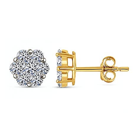 Luxuriant - Pressure Set Lab Grown Diamond (SI-GH) Push Back Earrings in 18K Vermeil Yellow Gold Plated Sterling Silver 0.51 Ct.