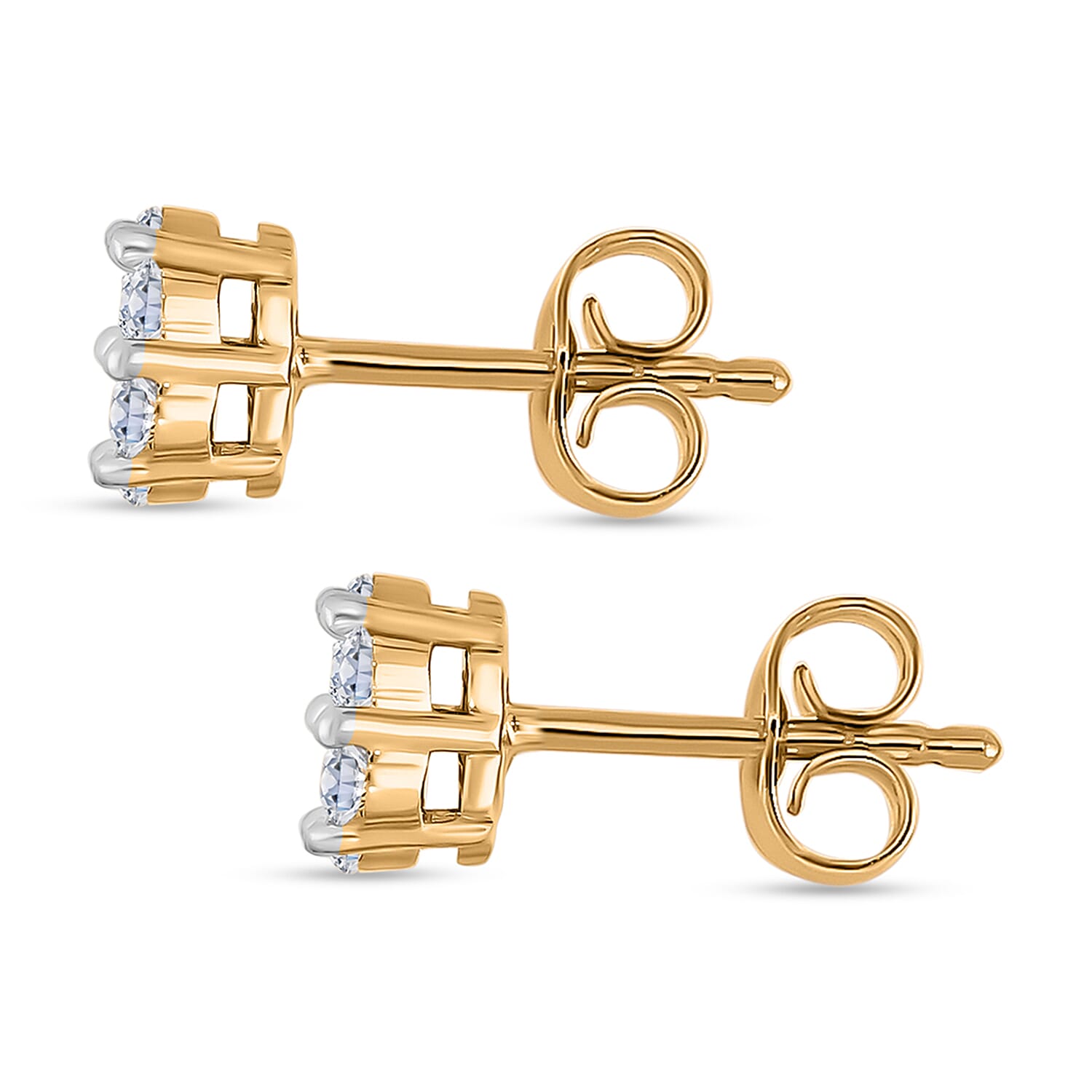 Luxuriant - Pressure Set Lab Grown Diamond (SI-GH) Push Back Earrings in 18K Vermeil Yellow Gold Plated Sterling Silver 0.51 Ct.