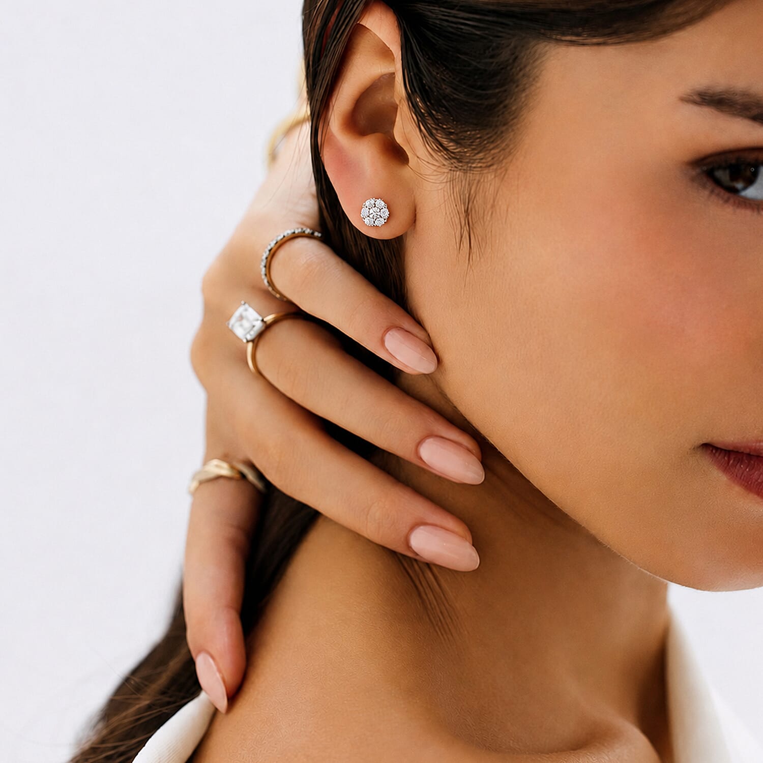 Luxuriant - Pressure Set Lab Grown Diamond (SI-GH) Push Back Earrings in 18K Vermeil Yellow Gold Plated Sterling Silver 0.51 Ct.