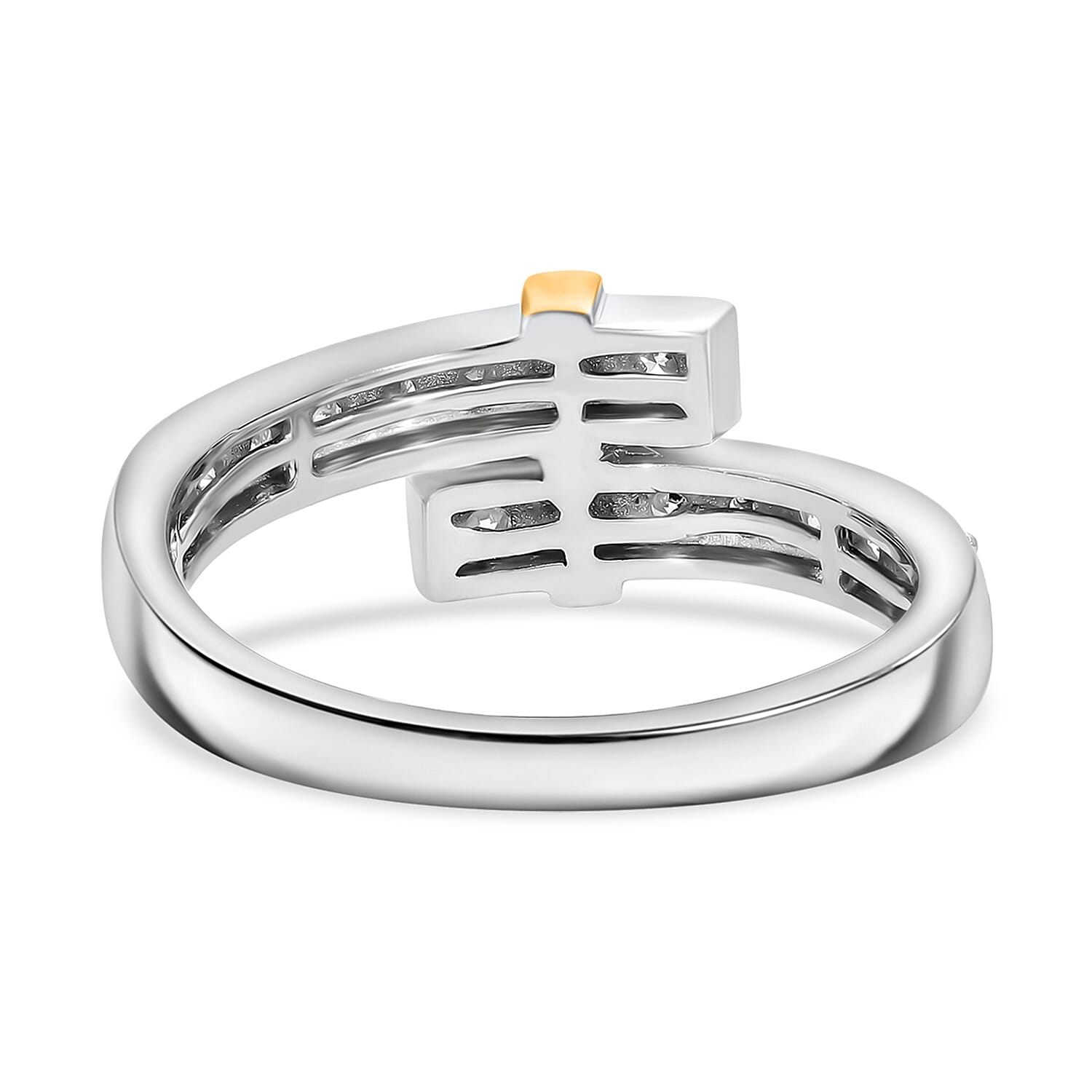 Designer Inspired - Luxuriant Diamond Lab Grown Diamond (SI-GH) Bypass Ring in 18K Vermeil Yellow Gold Plated & Rhodium Overlay Sterling Silver 0.51 Ct.