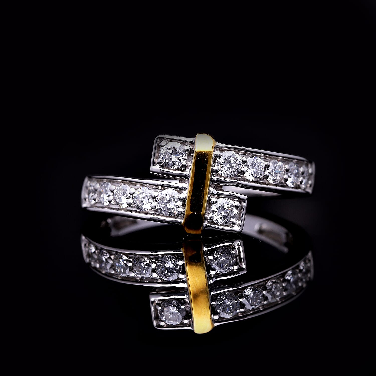 Designer Inspired - Luxuriant Diamond Lab Grown Diamond (SI-GH) Bypass Ring in Sterling Silver 0.51 Ct.