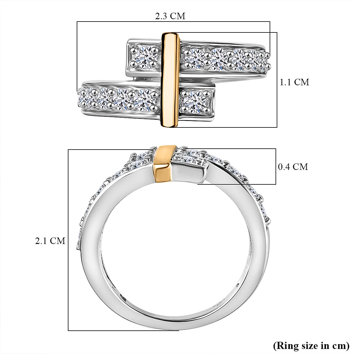 Designer Inspired - Luxuriant Diamond Lab Grown Diamond (SI-GH) Bypass Ring in Sterling Silver 0.51 Ct.