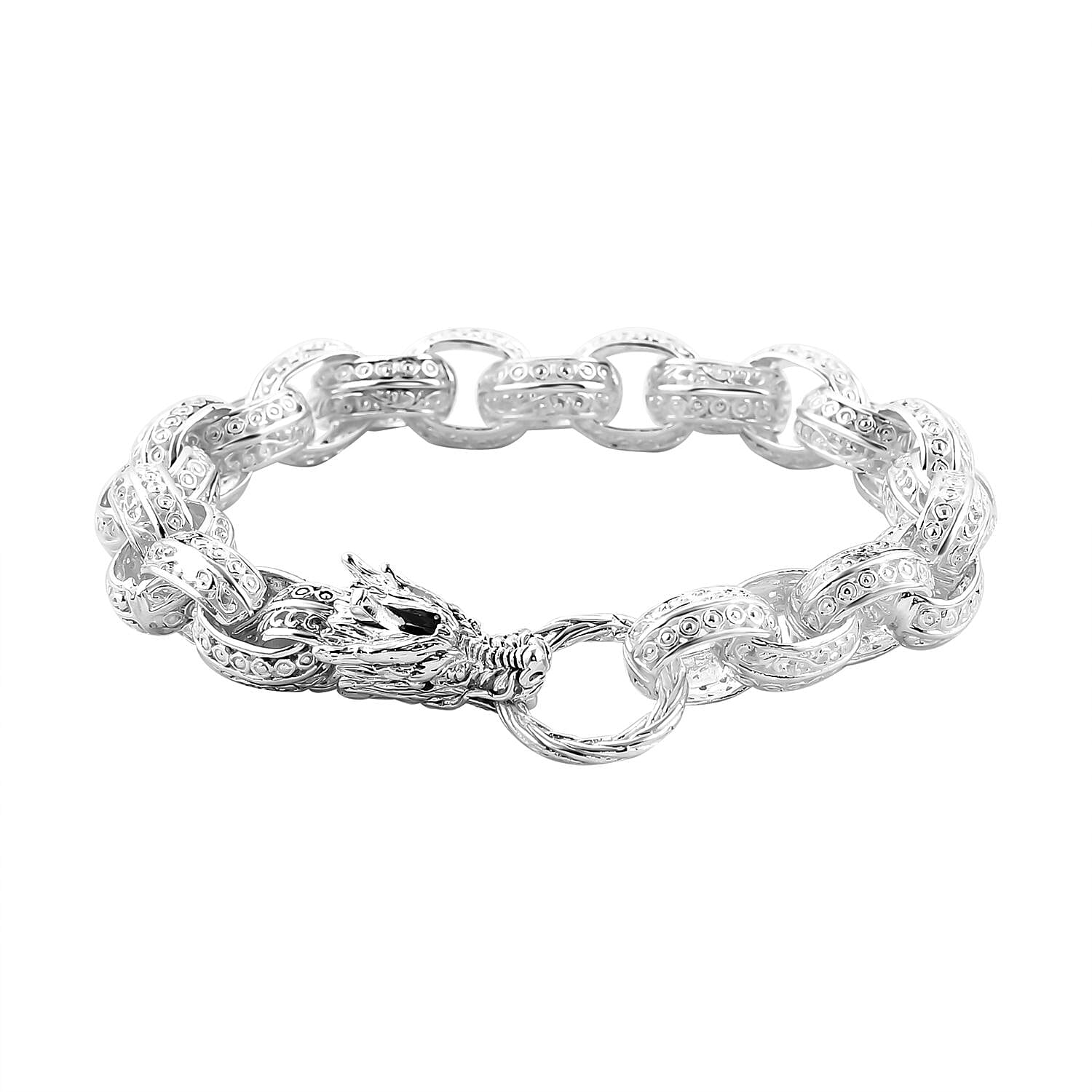The Royal Bali Legacy Collection - Sterling Silver Dragon Bracelet (Size - 7.5),  Silver Wt. 30.5 Gms