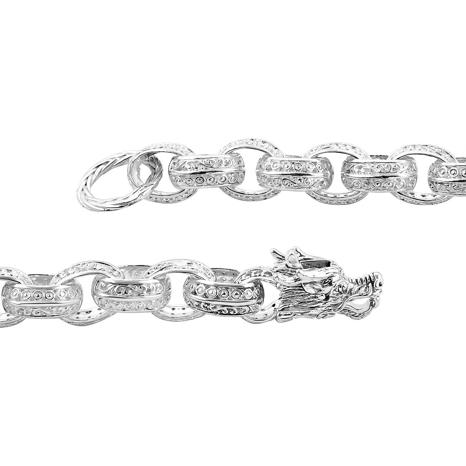 The Royal Bali Legacy Collection - Sterling Silver Dragon Bracelet (Size - 7.5),  Silver Wt. 30.5 Gms
