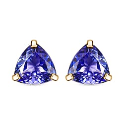 14K Yellow Gold Tanzanite Stud Push Back Earrings 2.00 Ct.