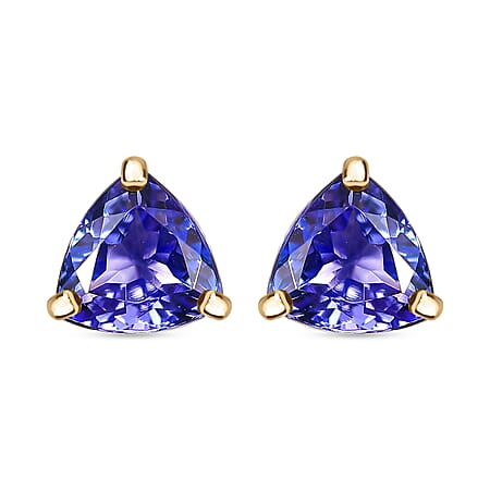 NY Close Out-14K Yellow Gold Tanzanite Stud Push Back Earring 1.70 Ct.
