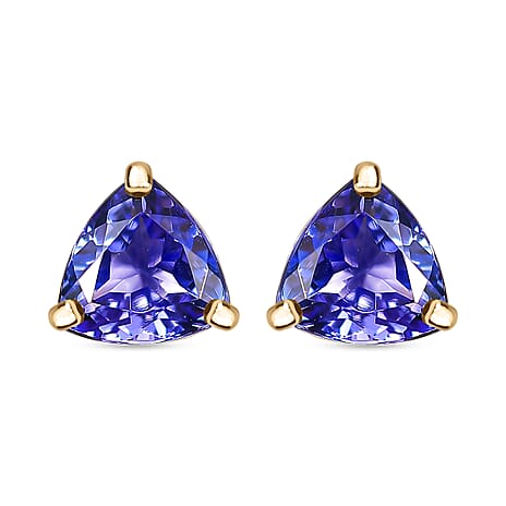 NY Close Out - 14K Yellow Gold Tanzanite Stud Earring with Push Back 2.00 Ct.