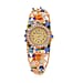 STRADA Japanese Movt. Water-Resistant Floral Bangle Watch with Purple & Multi Color Enamel & Crystal Strap