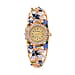 STRADA Japanese Movt. Water-Resistant Floral Bangle Watch with Purple & Multi Color Enamel & Crystal Strap