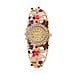 STRADA Japanese Movt. Water-Resistant Floral Bangle Watch with Purple & Multi Color Enamel & Crystal Strap