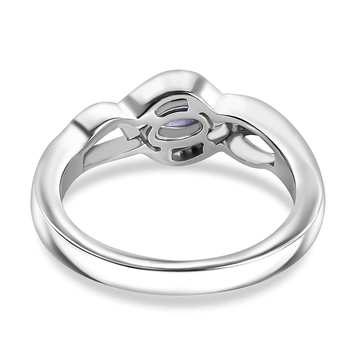 Tanzanite & White Zircon Ring in Rhodium Overlay Sterling Silver Tanzanite & White Zircon Ring in Rhodium Overlay Sterling Silver