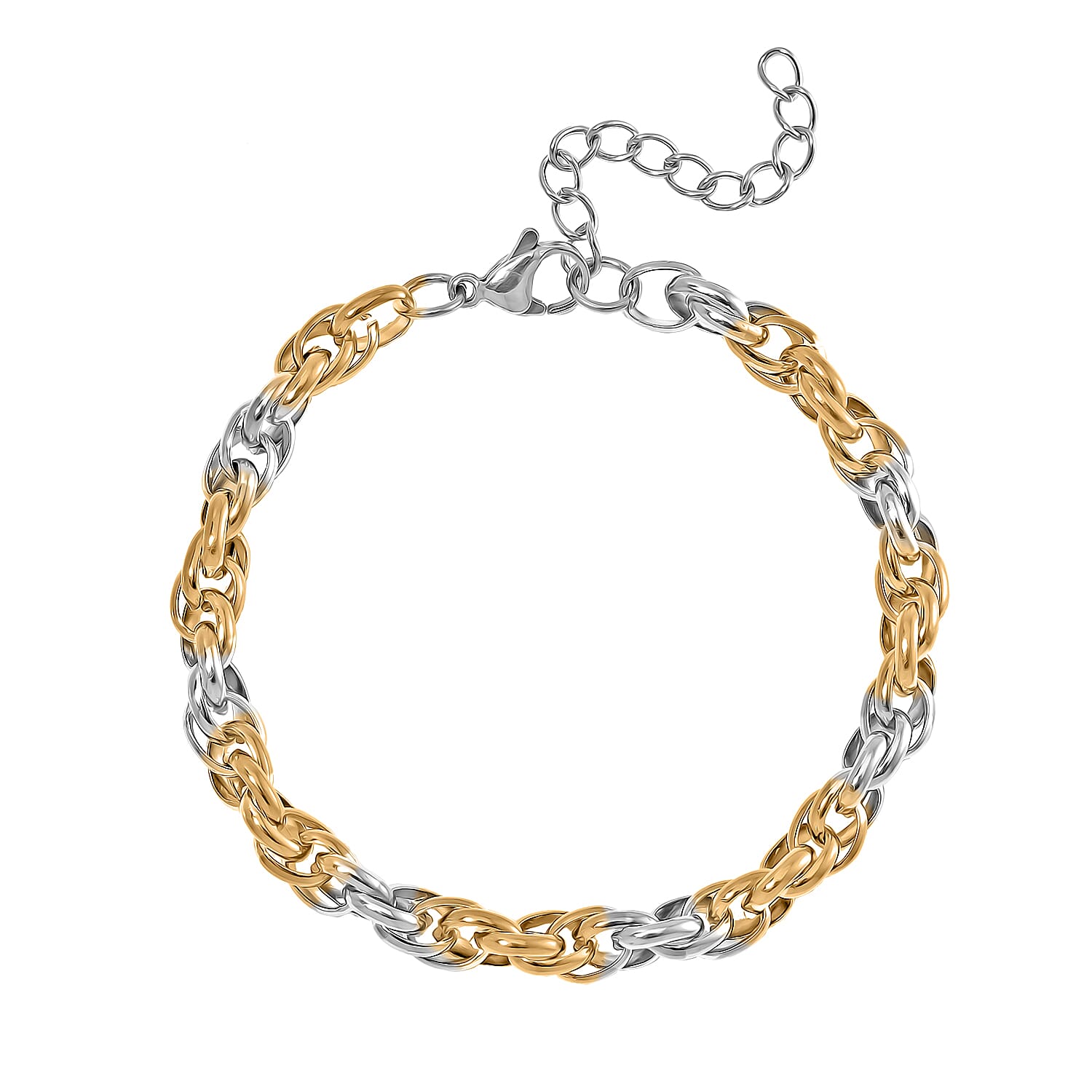 Bracelet (Size - 7.75-1.5 Ext) in Yellow Gold & Silver Tone
