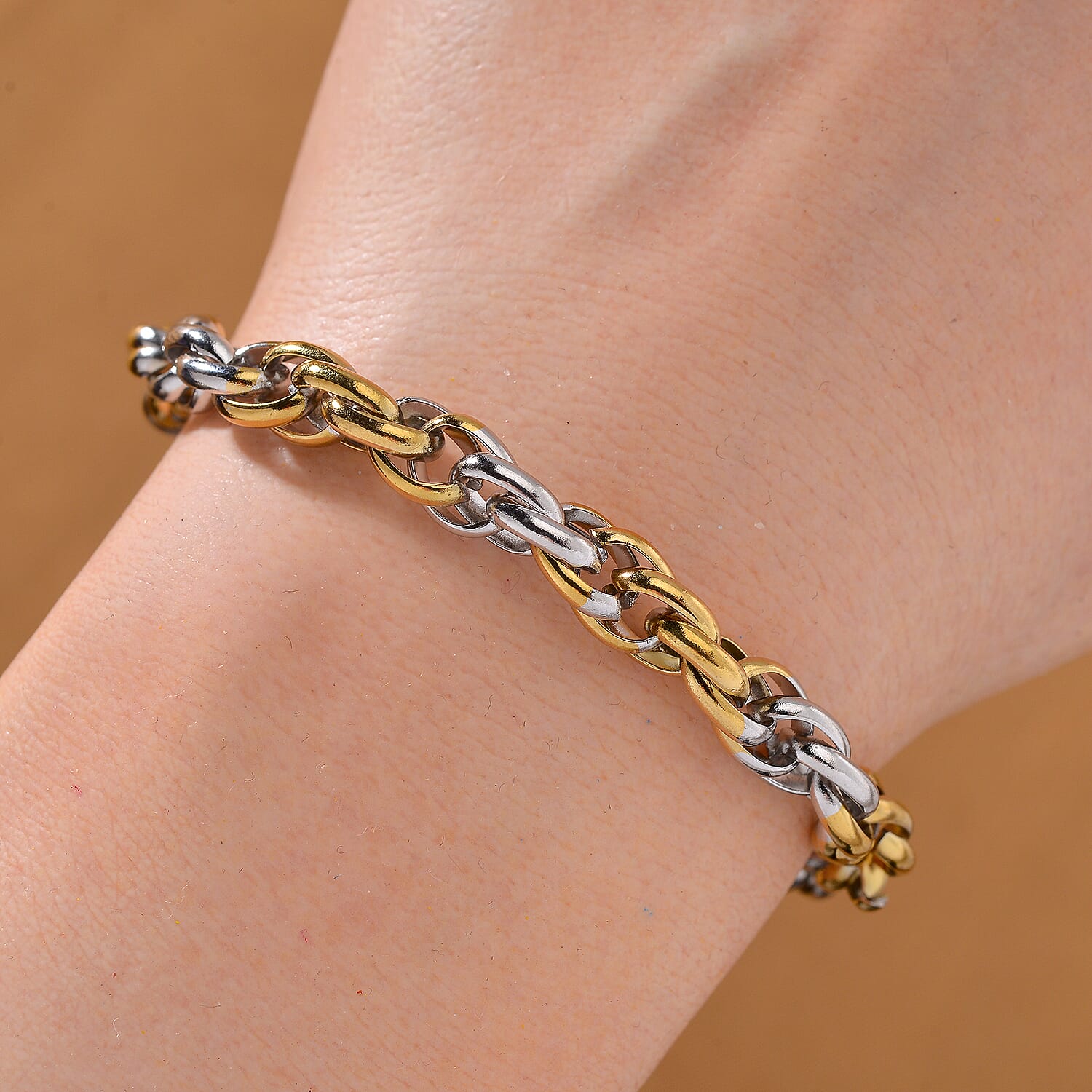 Bracelet (Size - 7.75-1.5 Ext) in Yellow Gold & Silver Tone