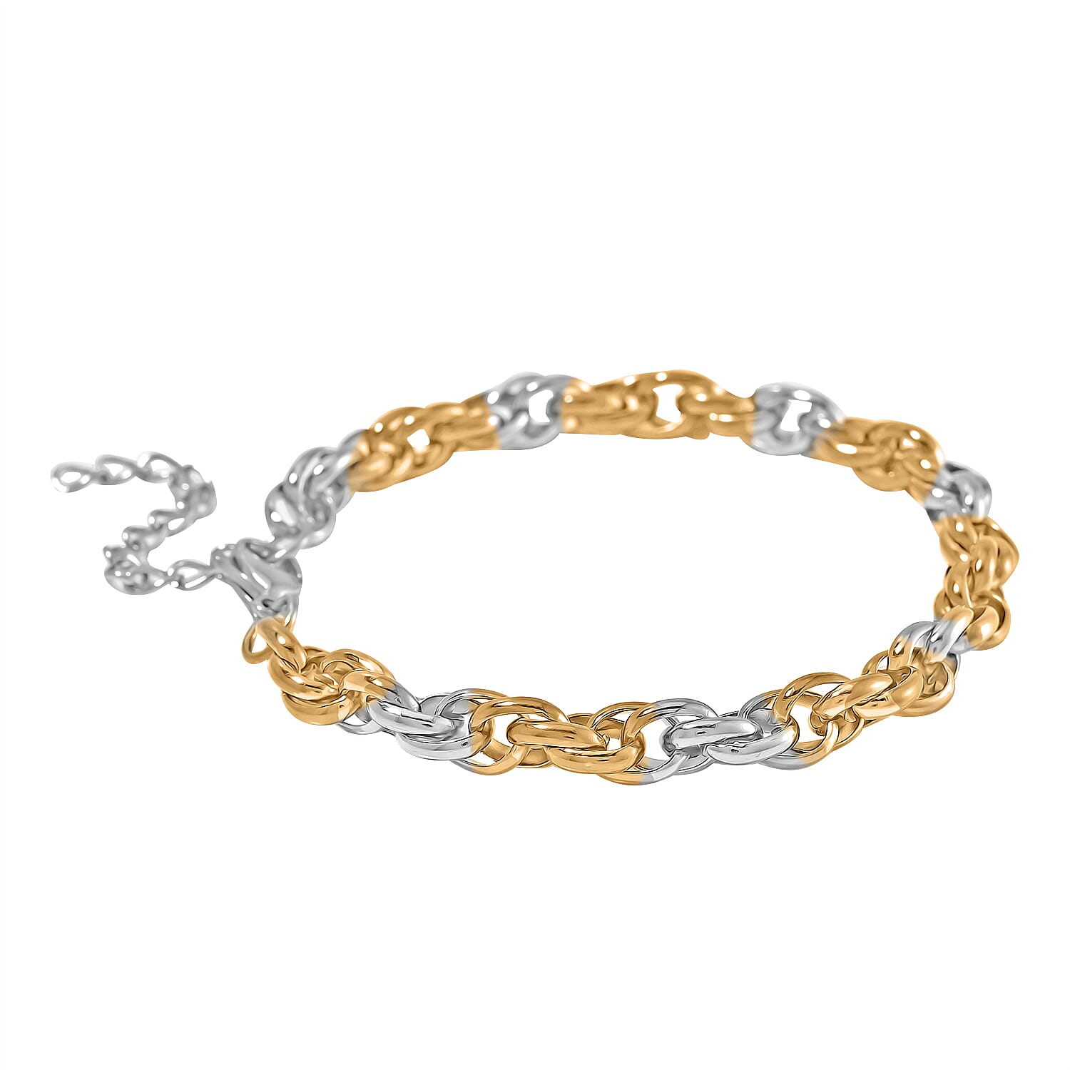 Bracelet (Size - 7.75-1.5 Ext) in Yellow Gold & Silver Tone