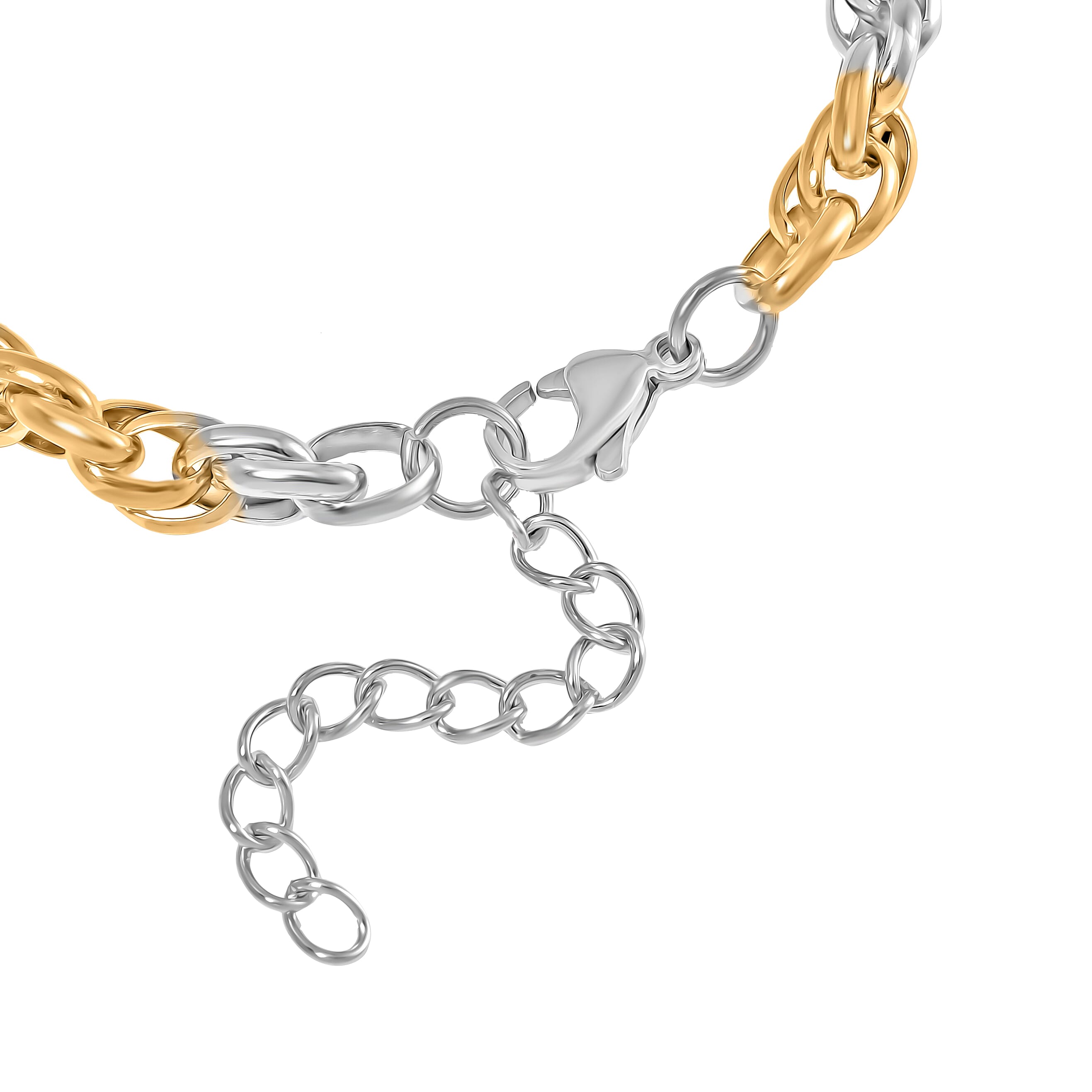 Bracelet (Size - 7.75-1.5 Ext) in Yellow Gold & Silver Tone