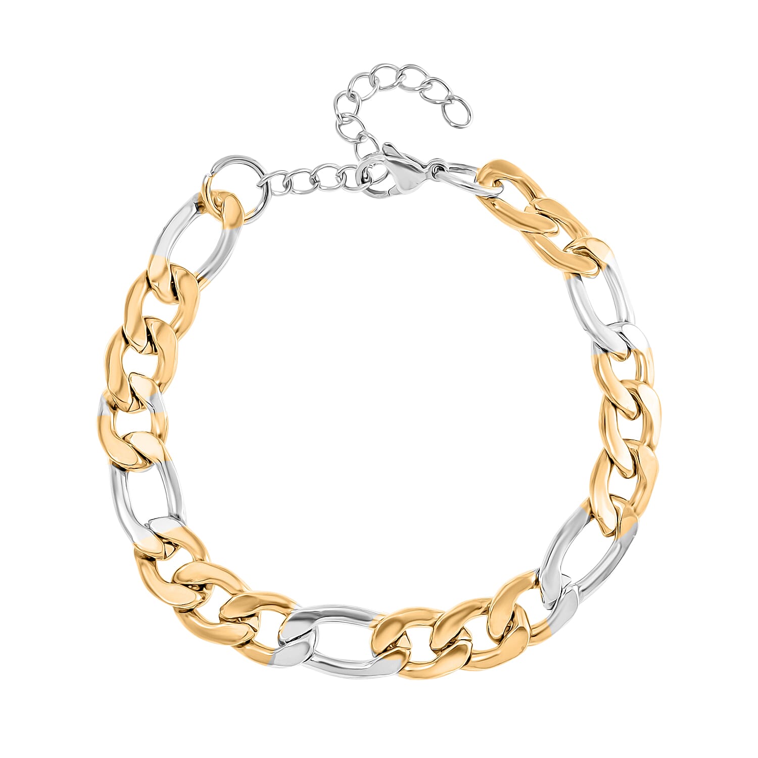 Bracelet (Size - 8-1.5 Ext) in Yellow Gold and Silver Tone