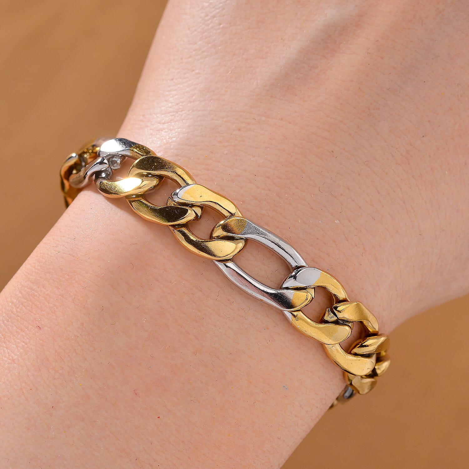 Bracelet (Size - 8-1.5 Ext) in Yellow Gold and Silver Tone