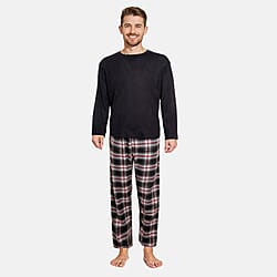 Men's Waffle Tshirt with Check Flannel Lounge Pants