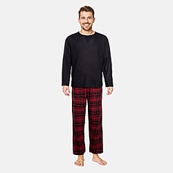 Men's Waffle Tshirt with Check Flannel Lounge Pants