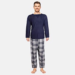 Men's Waffle Tshirt with Check Flannel Lounge Pants