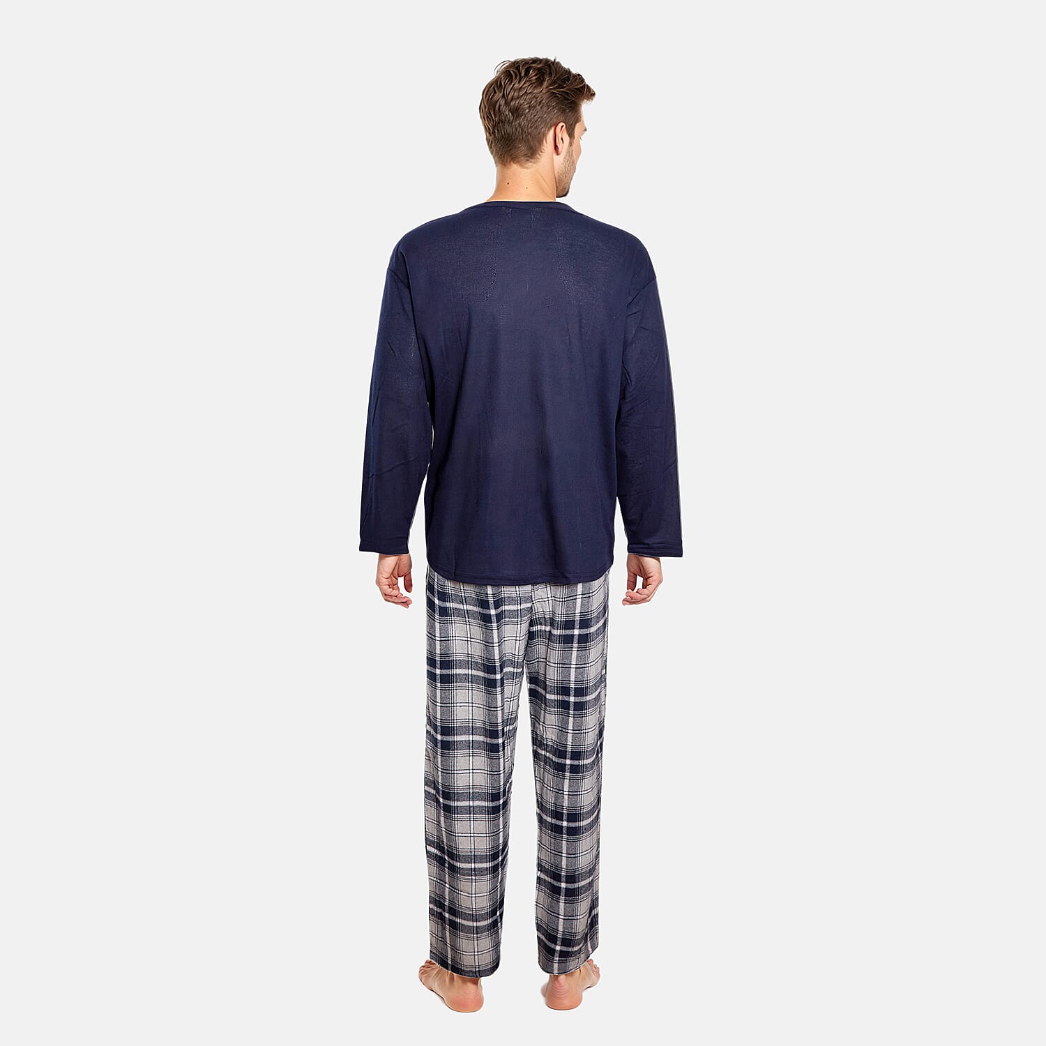 Men's Waffle Tshirt with Check Flannel Lounge Pants