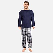 Men's Waffle Tshirt with Check Flannel Lounge Pants