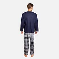 Men's Waffle Tshirt with Check Flannel Lounge Pants