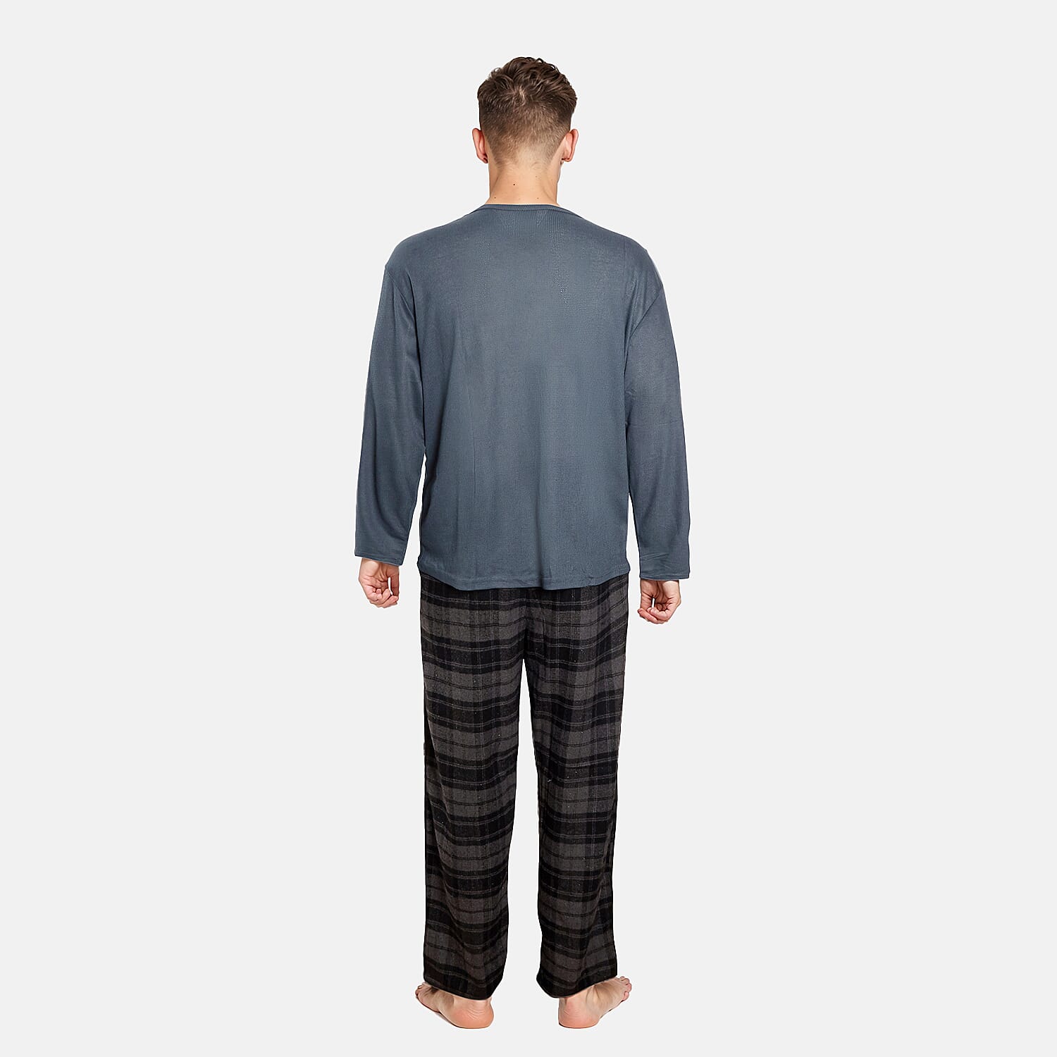 Men's Waffle Tshirt with Check Flannel Lounge Pants