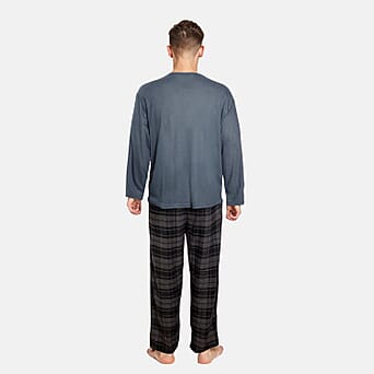 https://tjcuk.sirv.com/Products/79/9/7993497/Essential-Sleepwear-Mens-Waffle-Top-with-Check-Flannel-Lounge-Pants-Si_7993497_1.jpg?w=342&h=342