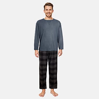 https://tjcuk.sirv.com/Products/79/9/7993499/Essential-Sleepwear-Mens-Waffle-T-shirt-with-Check-Flannel-Lounge-Pant_7993499.jpg?w=342&h=342