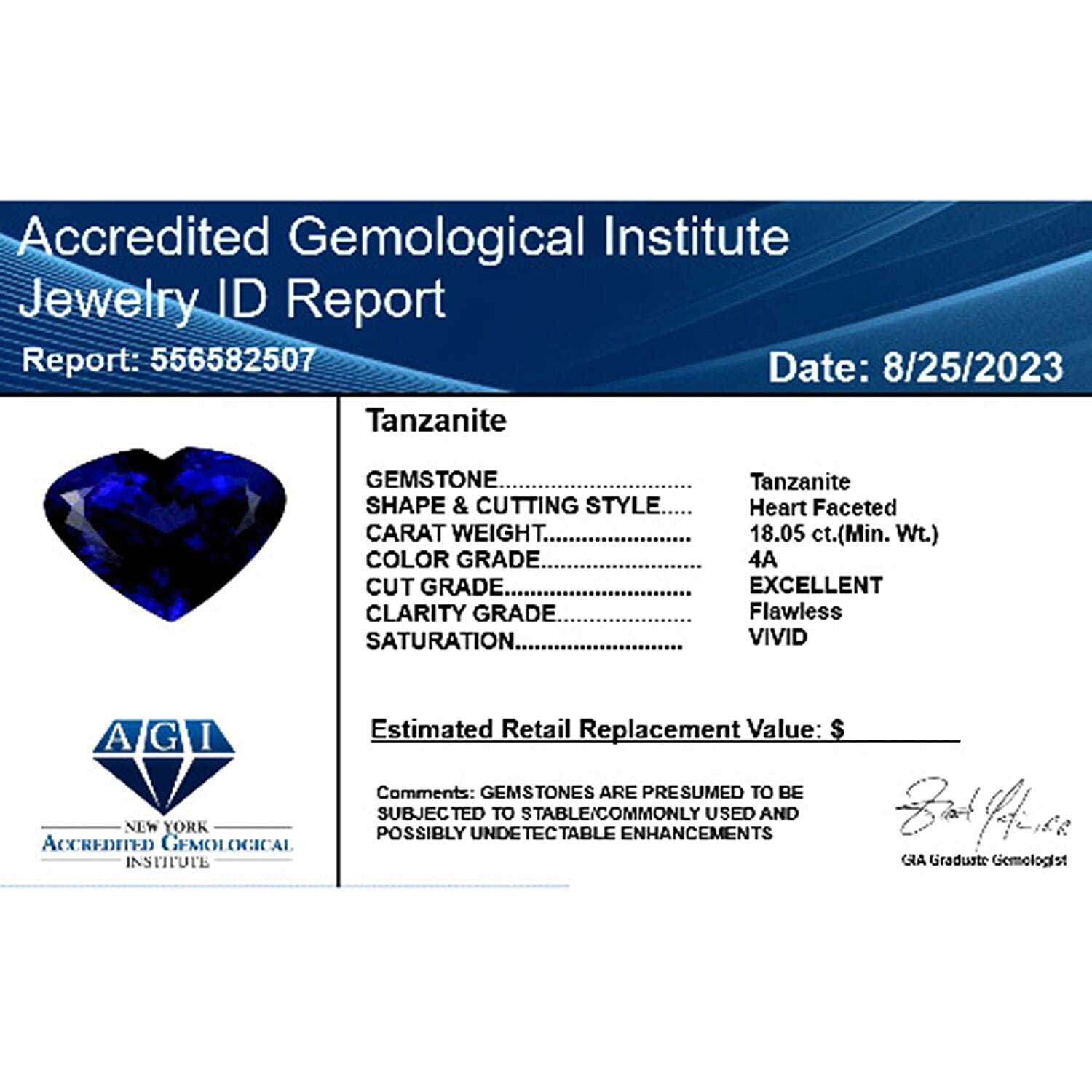 Tanzanite Heart Size Varies