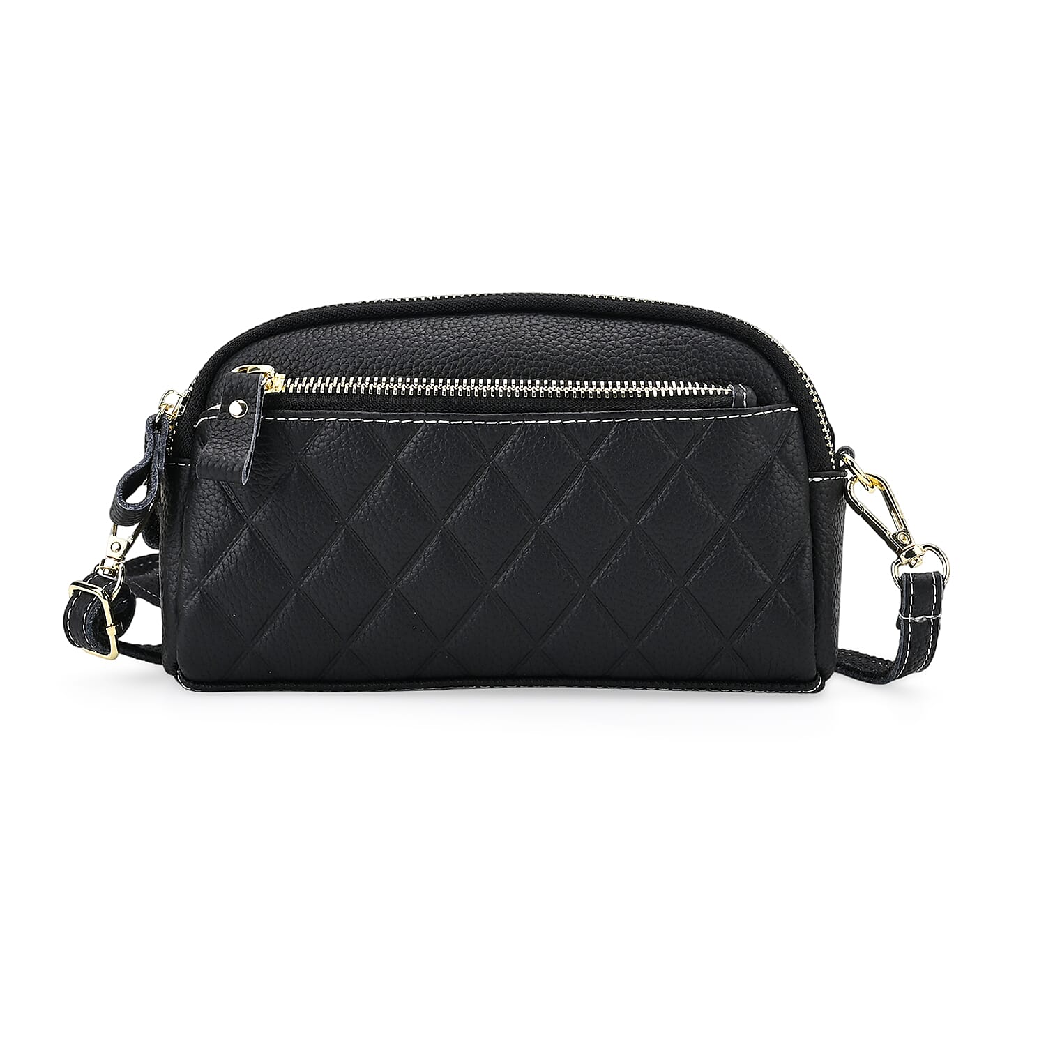 Genuine Leather Embossed Crossbody Bag 