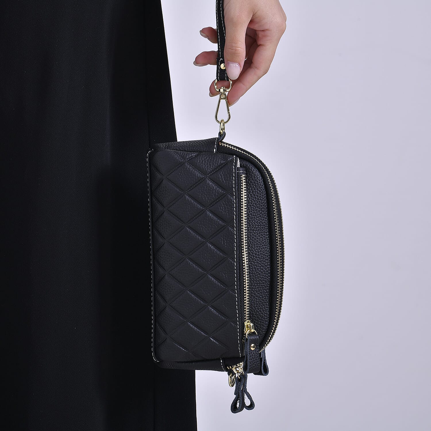 Genuine Leather Embossed Crossbody Bag 