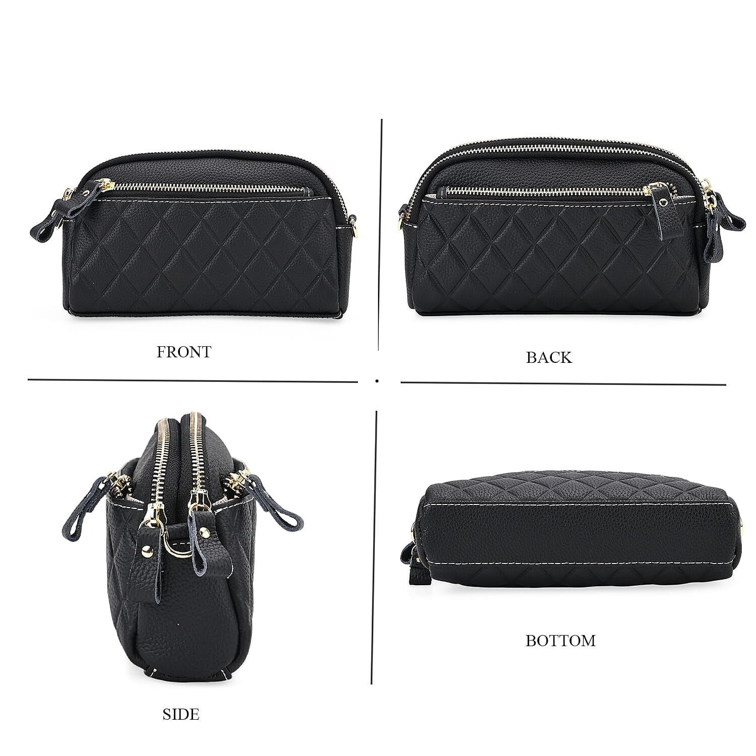 Genuine Leather Embossed Crossbody Bag 