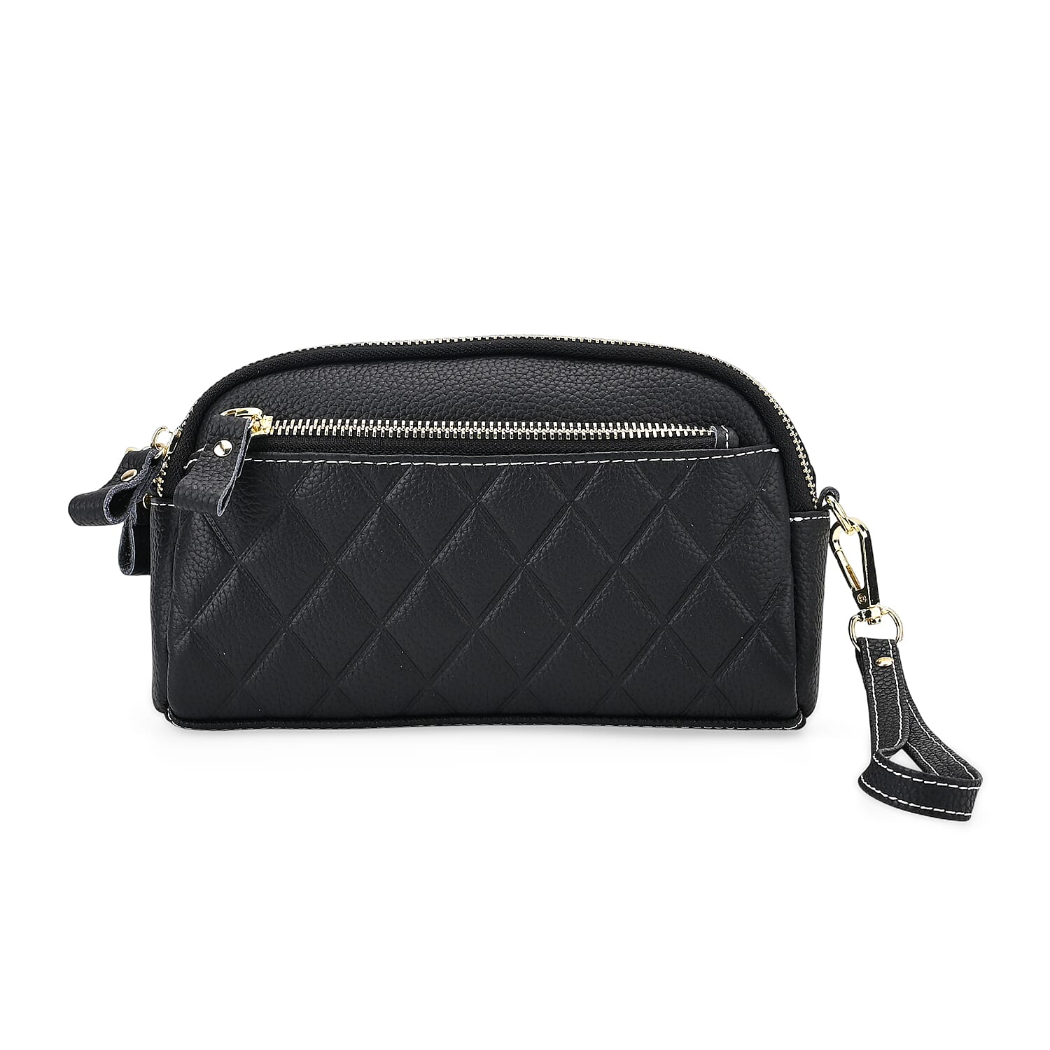 Genuine Leather Embossed Crossbody Bag 