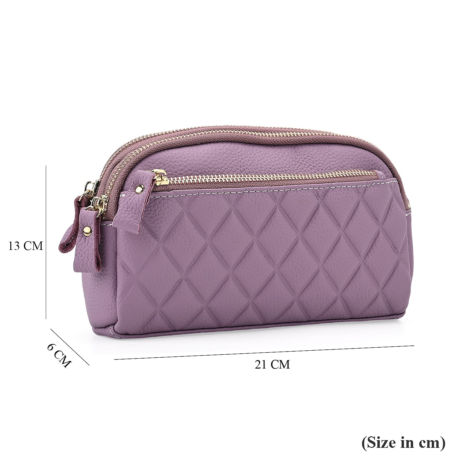 Mega Closeout - 100% Genuine Leather Embossed Crossbody Bag - Purple